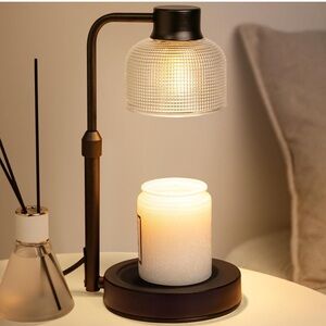Modern Black Glass Shade Candle Warmer Lamp